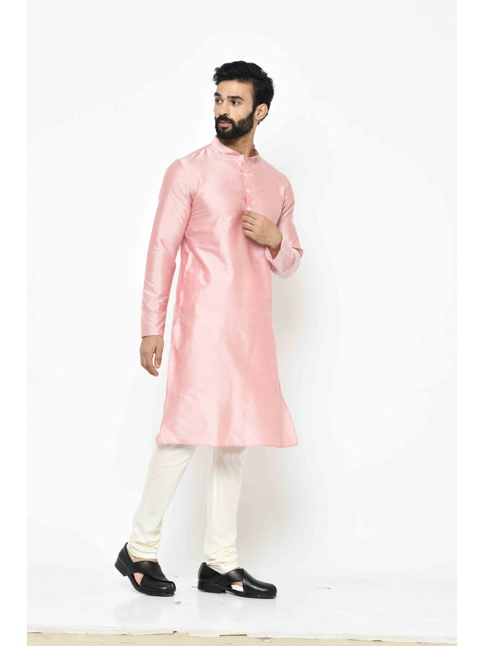 Men's Light Peach Kurta Churidar Set