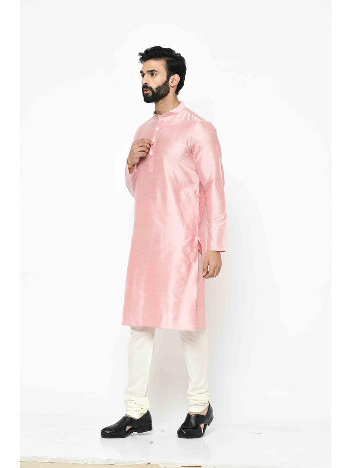 Men's Light Peach Kurta Churidar Set