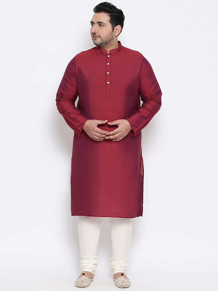 Men's Mauve Kurta Churidar Jacket Set