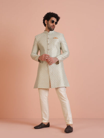 Men's Mint Green Indowestern Set With Trouser
