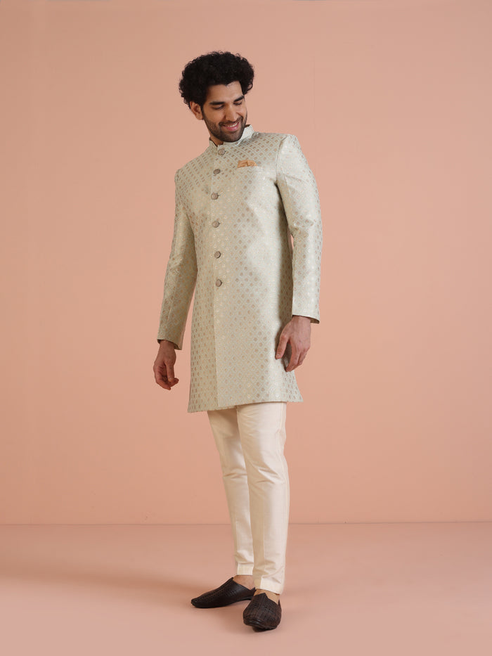 Men's Mint Green Indowestern Set With Trouser