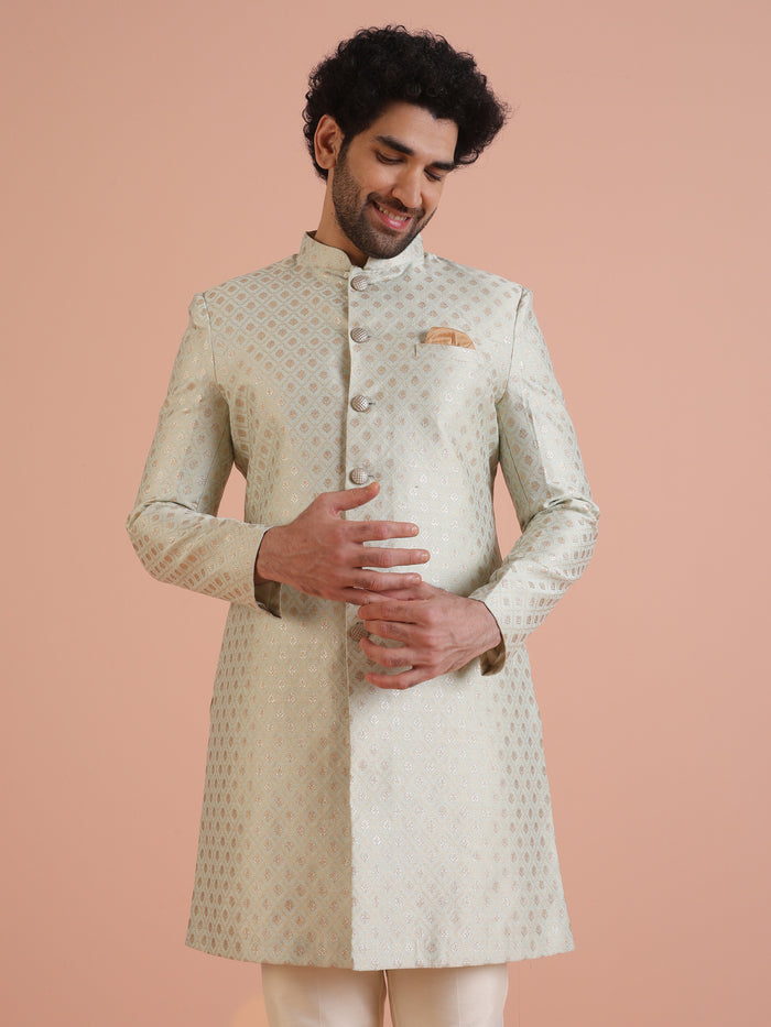 Men's Mint Green Indowestern Set With Trouser