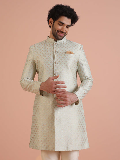 Men's Mint Green Indowestern Set With Trouser