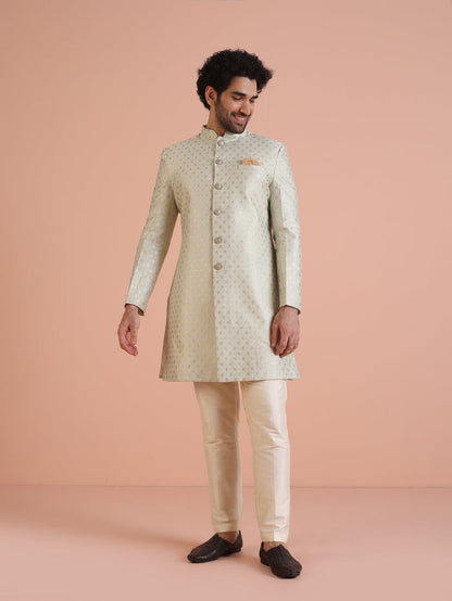 Men's Mint Green Indowestern Set With Trouser