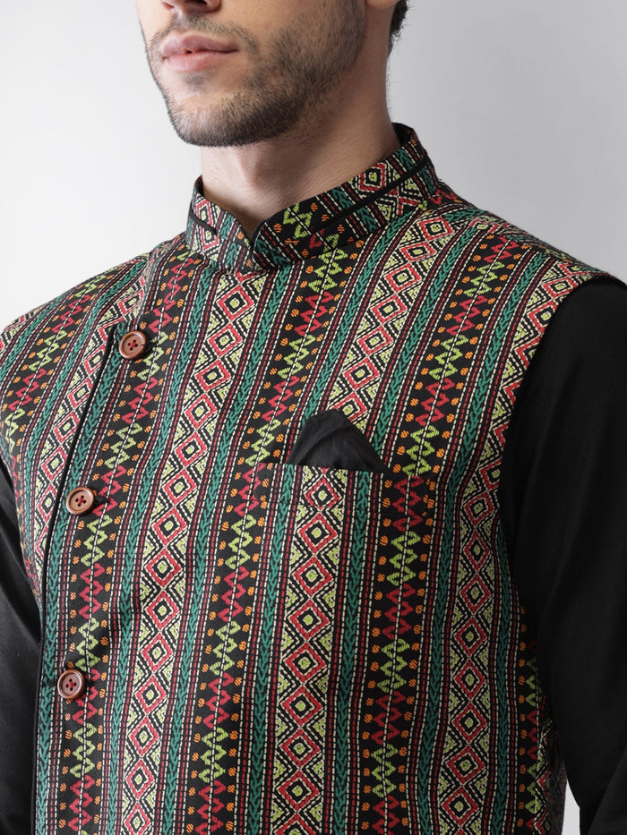 Men's Multi-Color Kurta Jacket Churidar Set