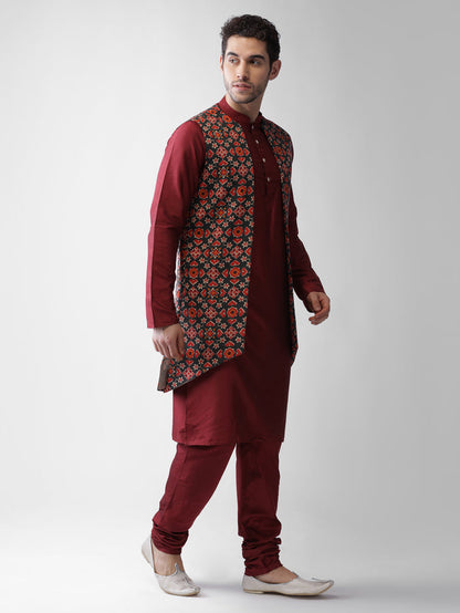 Men's Multi-Color Kurta Jacket Pyjama Set