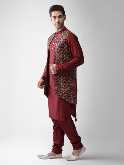 Men's Multi-Color Kurta Jacket Pyjama Set