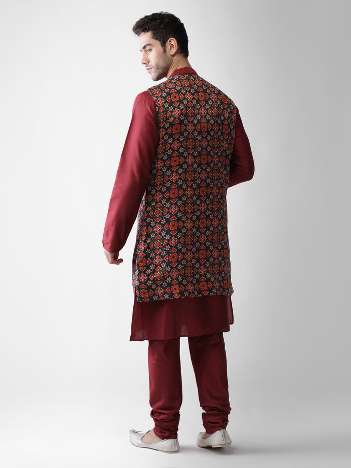 Men's Multi-Color Kurta Jacket Pyjama Set