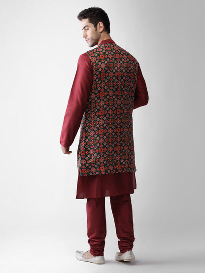 Men's Multi-Color Kurta Jacket Pyjama Set