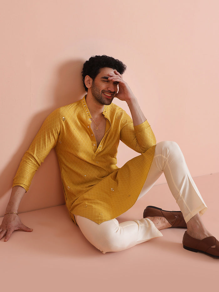 Men's Mustard Kurta Trouser Set