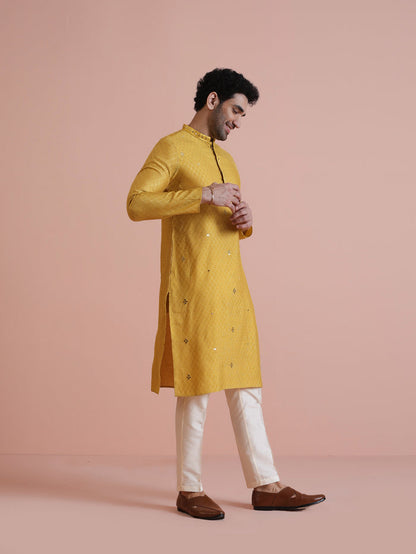 Men's Mustard Kurta Trouser Set