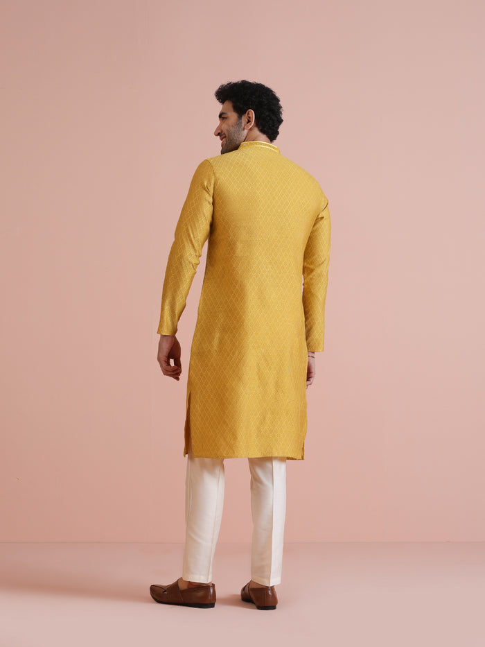 Men's Mustard Kurta Trouser Set