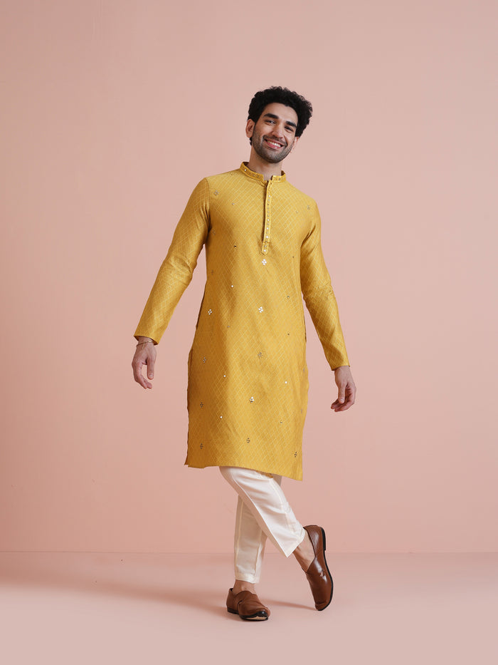 Men's Mustard Kurta Trouser Set