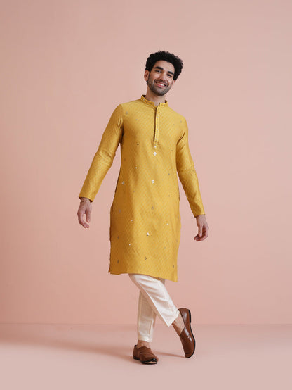 Men's Mustard Kurta Trouser Set
