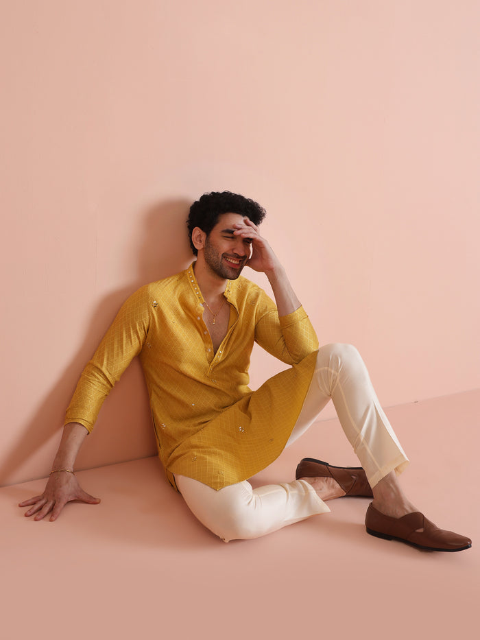 Men's Mustard Kurta Trouser Set