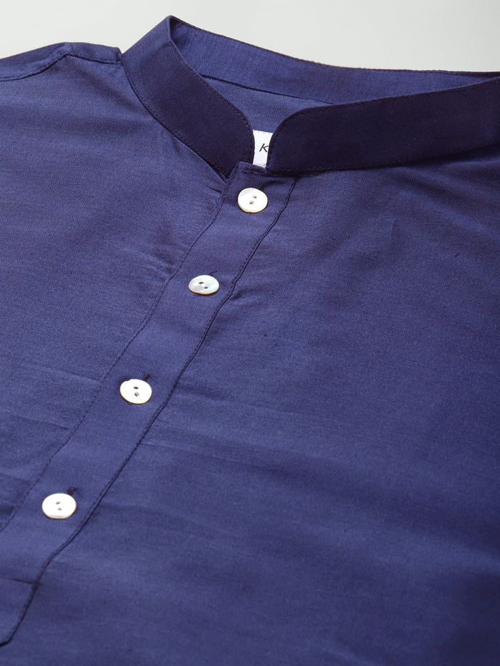 Men's Navy Blue Kurta Churidar With Dupatta Set