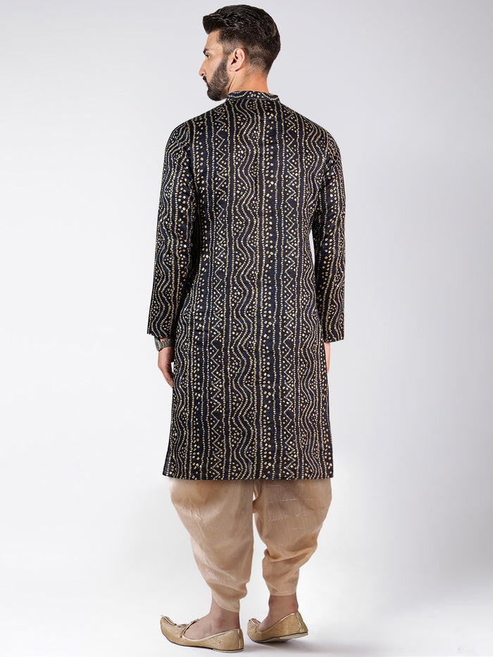 Men's Navy Blue Kurta Dhoti Pants Set