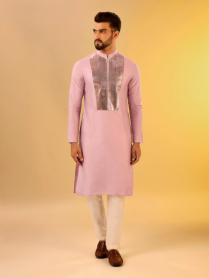 Men's Onion Pink Kurta Trouser Set
