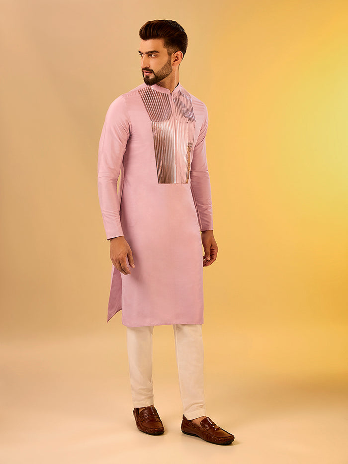 Men's Onion Pink Kurta Trouser Set