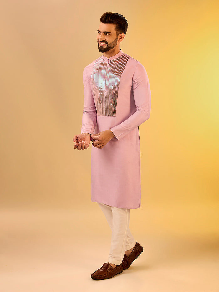 Men's Onion Pink Kurta Trouser Set