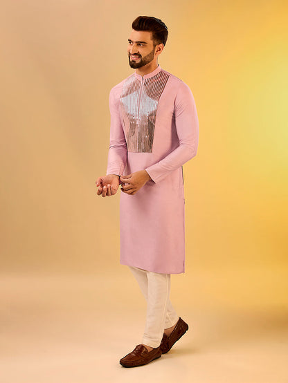Men's Onion Pink Kurta Trouser Set