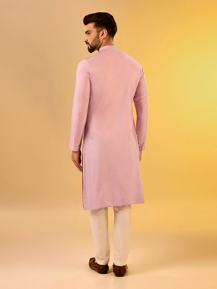 Men's Onion Pink Kurta Trouser Set