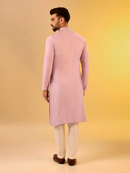 Men's Onion Pink Kurta Trouser Set
