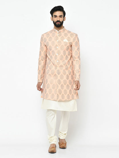 Men's Pink Indowestern Set With Kurta and Churidar
