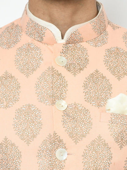 Men's Pink Indowestern Set With Kurta and Churidar