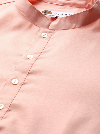 Men's Pink Indowestern Set With Kurta and Churidar