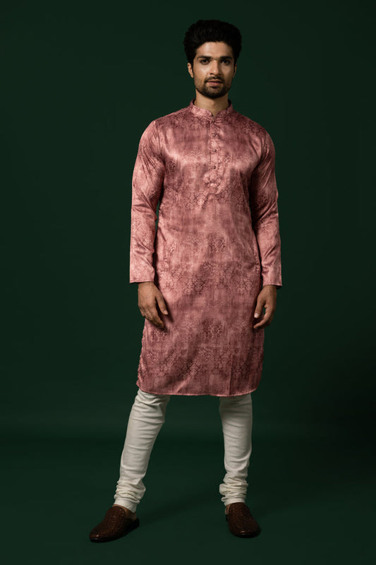 Men's Pink Kurta Churidar Set