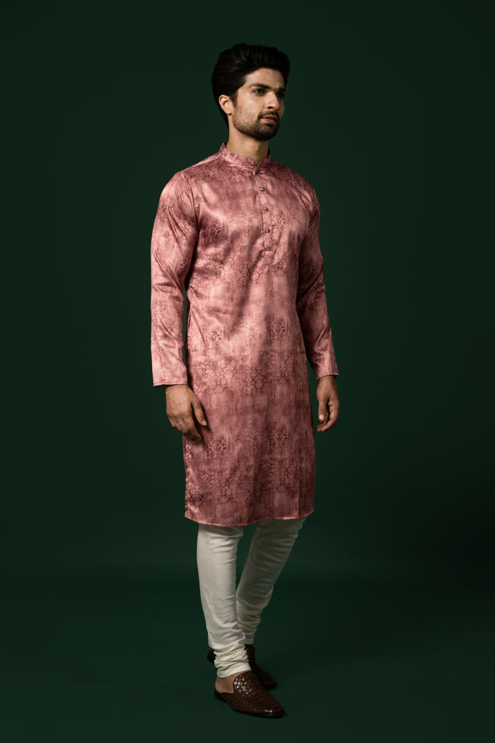 Men's Pink Kurta Churidar Set