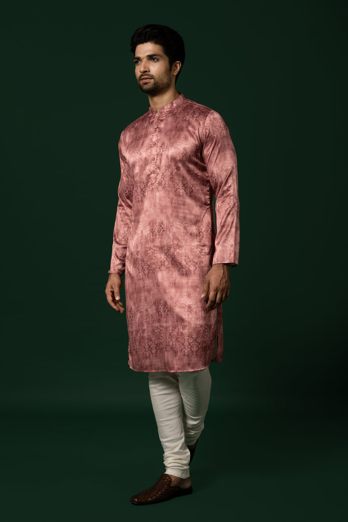Men's Pink Kurta Churidar Set
