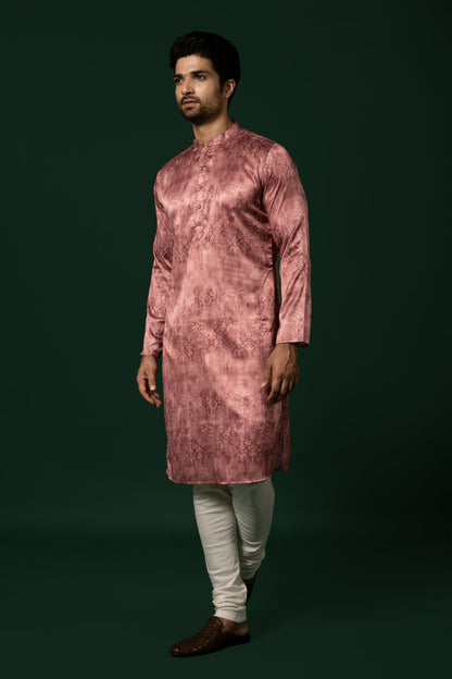 Men's Pink Kurta Churidar Set