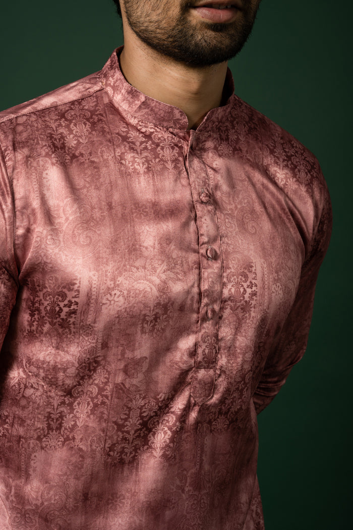 Men's Pink Kurta Churidar Set