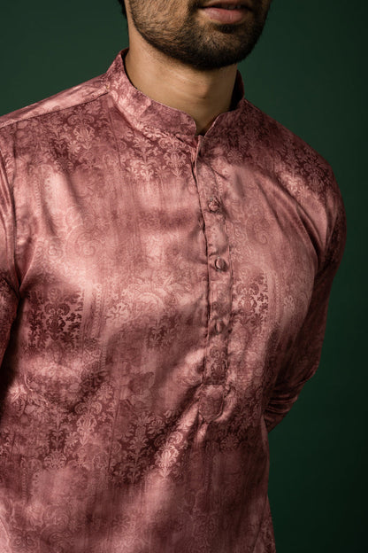 Men's Pink Kurta Churidar Set