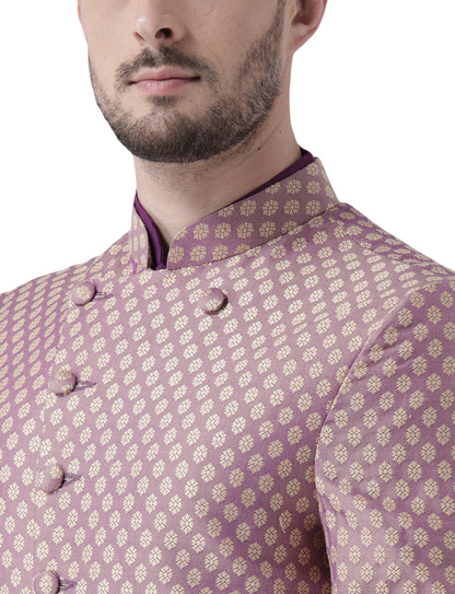 Men's Purple Indowestern Set With Kurta and Churidar