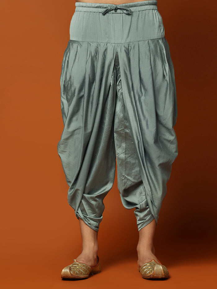 Men's Teal Kurta Jacket Dhoti Set