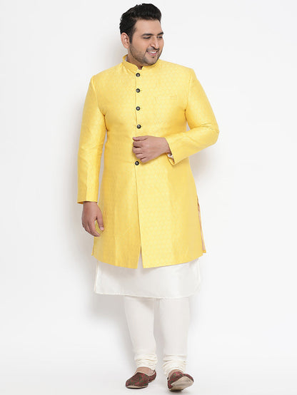 Men's Yellow Indowestern Set With Churidar
