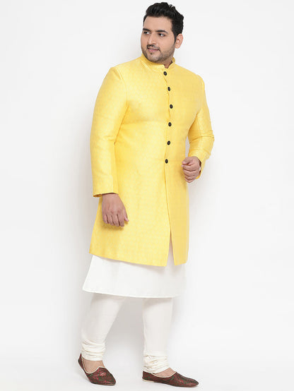 Men's Yellow Indowestern Set With Churidar