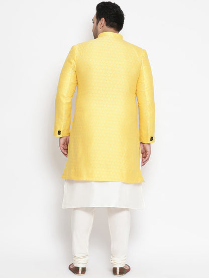 Men's Yellow Indowestern Set With Churidar