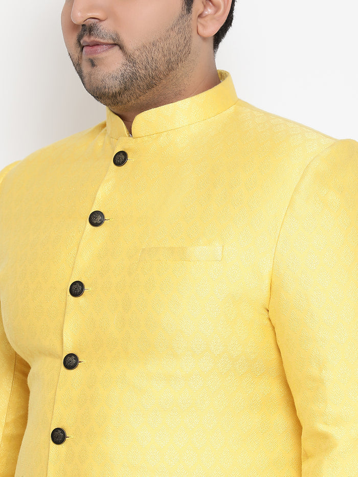 Men's Yellow Indowestern Set With Churidar