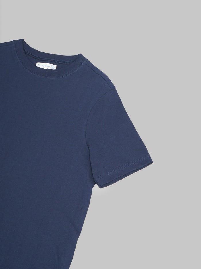 Merz b Schwanen 1940s Loopwheeled Relaxed Fit TShirt Ink Blue sleeve