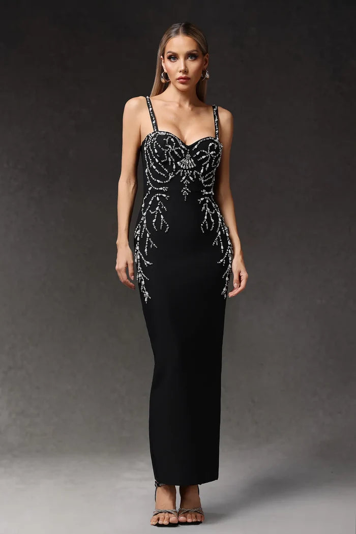 Mila Sparkling Noir Embellished Gown
