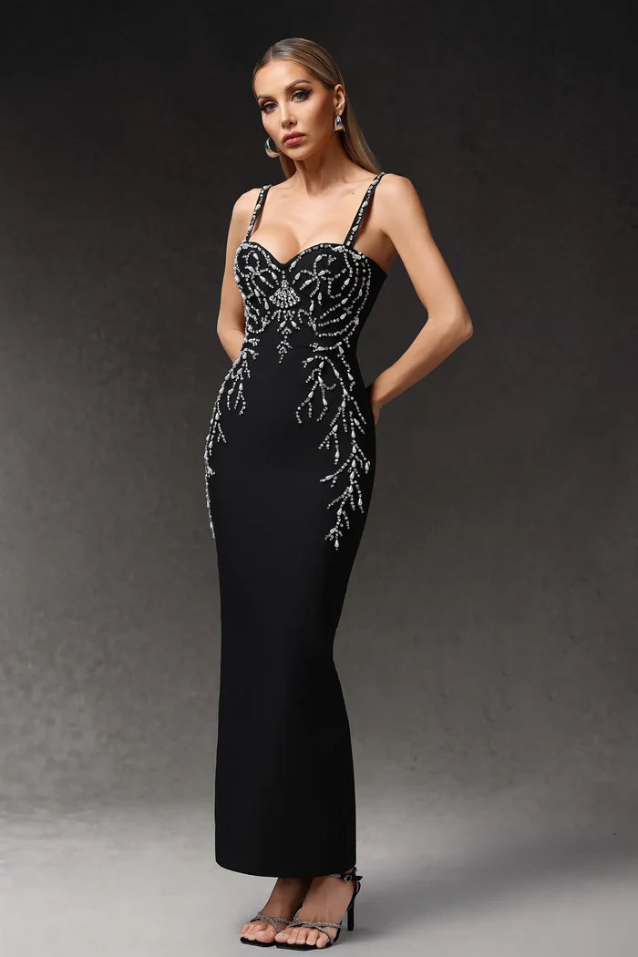 Mila Sparkling Noir Embellished Gown