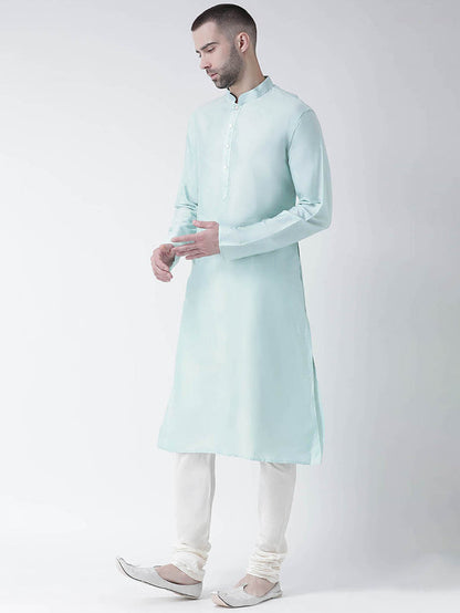 Mint Green Silk Blend Solid Kurta