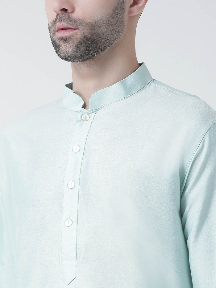 Mint Green Silk Blend Solid Kurta