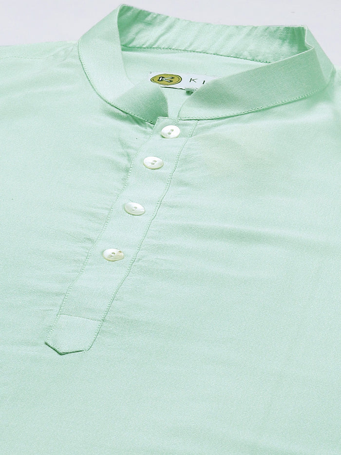 Mint Green Silk Blend Solid Long Kurta