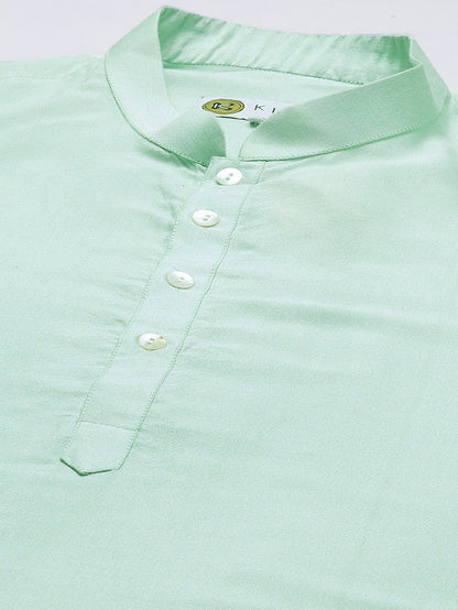 Mint Green Silk Blend Solid Long Kurta