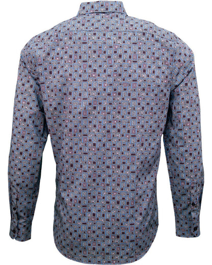 MITCHELL CARVED SQUARES SHIRT - PLUM